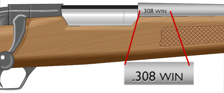 The barrel stamp of a rifle is stamped toward the rear of the barrel.