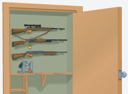 Step 6 of cleaning a firearm:  Store in horizontal position, or with muzzle pointing down.