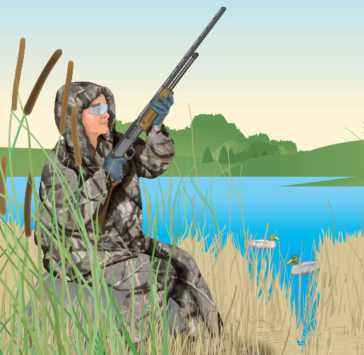 Hunter posting in a marsh