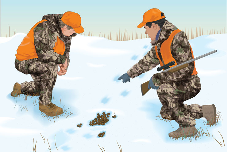 Hunters tracking in snow