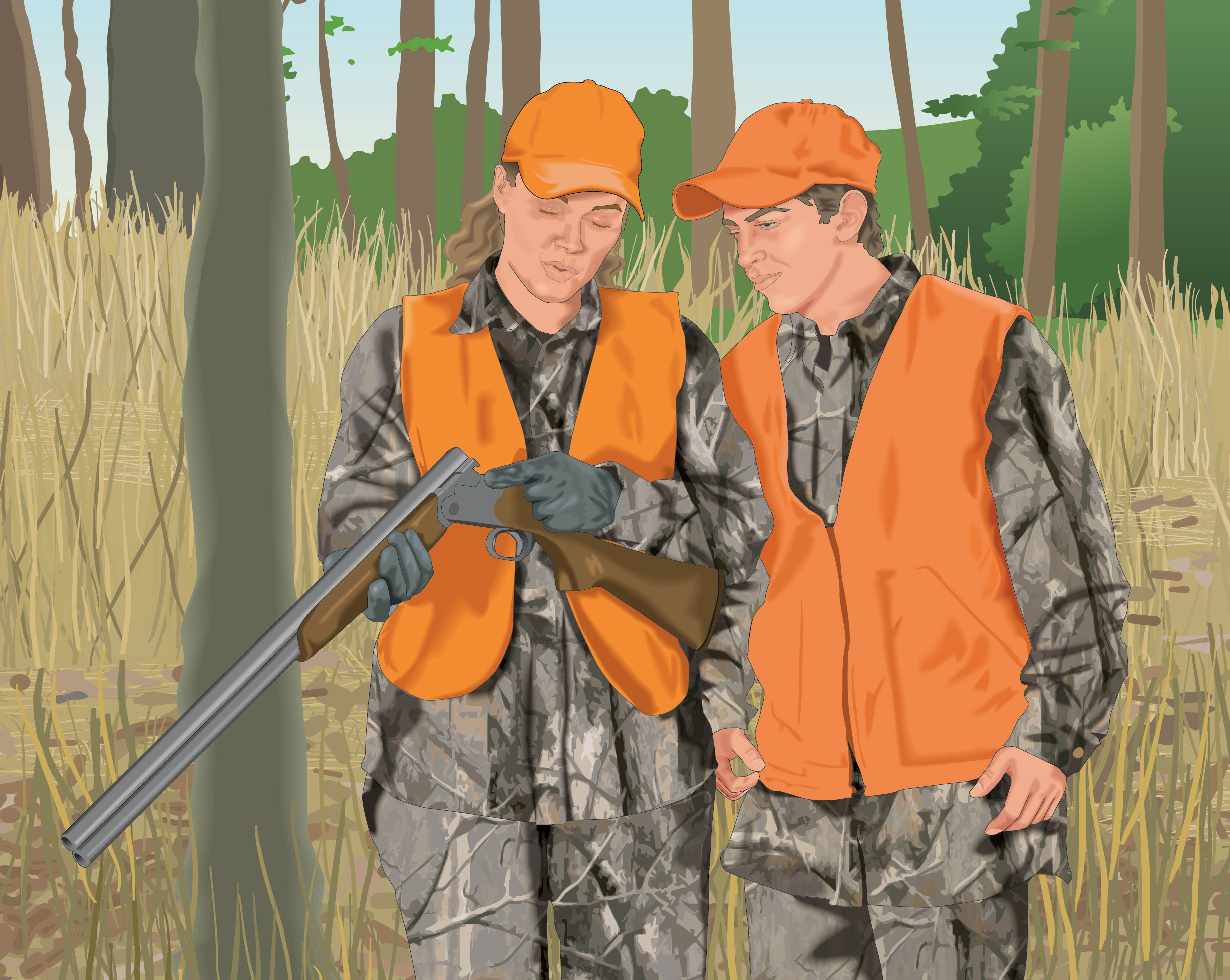 Hunter instructing younger hunter