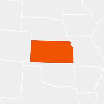 The state of Kansas highlighted within a larger map