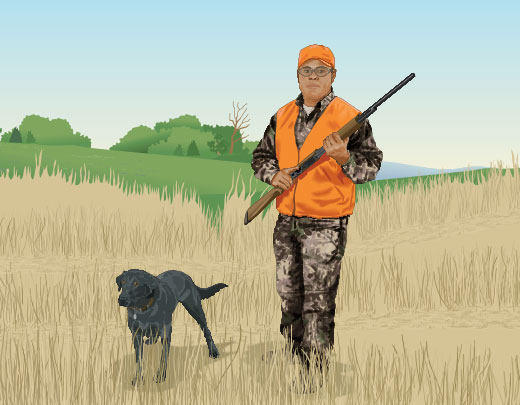 Safe carry, hunter with dog